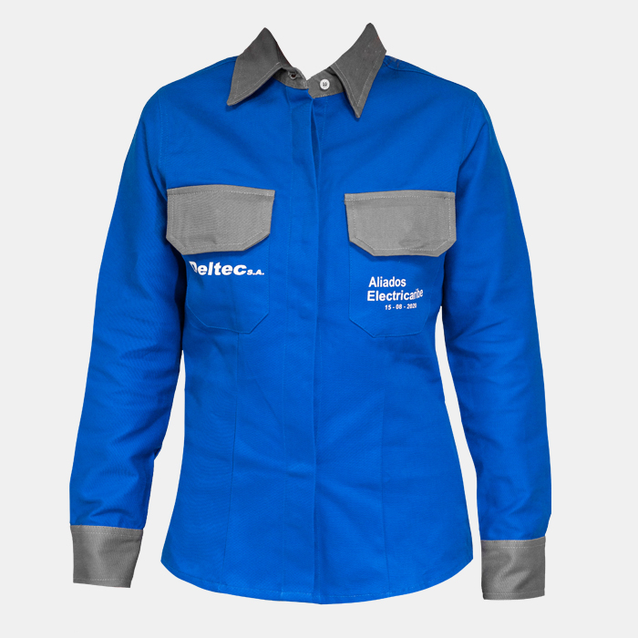 Camisa de Drill azul combinada
