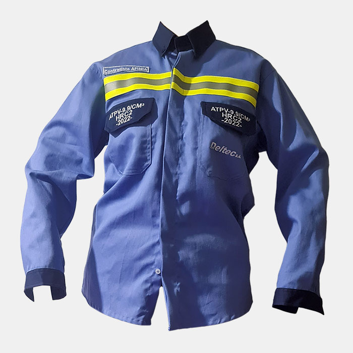 Camisa atpv 9.9/cm2 protección ante el arco eléctrico ignífuga