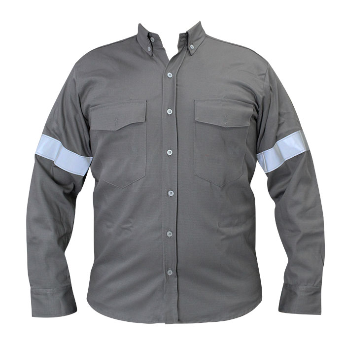 Camisa ignífugo gris con reflectivo