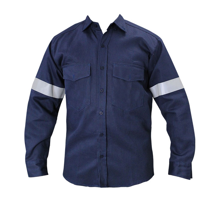 Camisa ignifuga azul turquí reflectiva