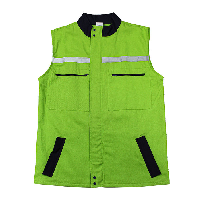 Chaleco Drill verde azul con reflectivo