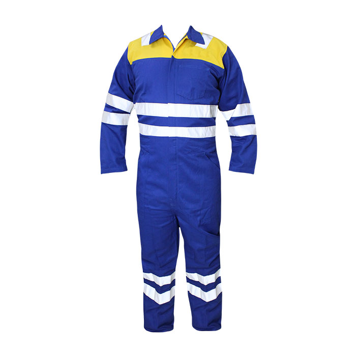Overol Drill azul rey - amarillo con reflectivo