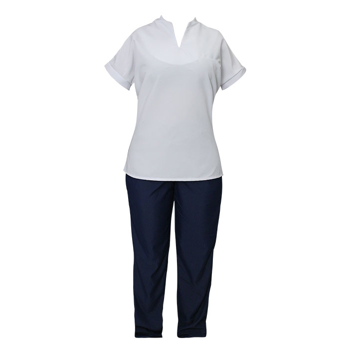 Uniforme antifluido azul / blanco
